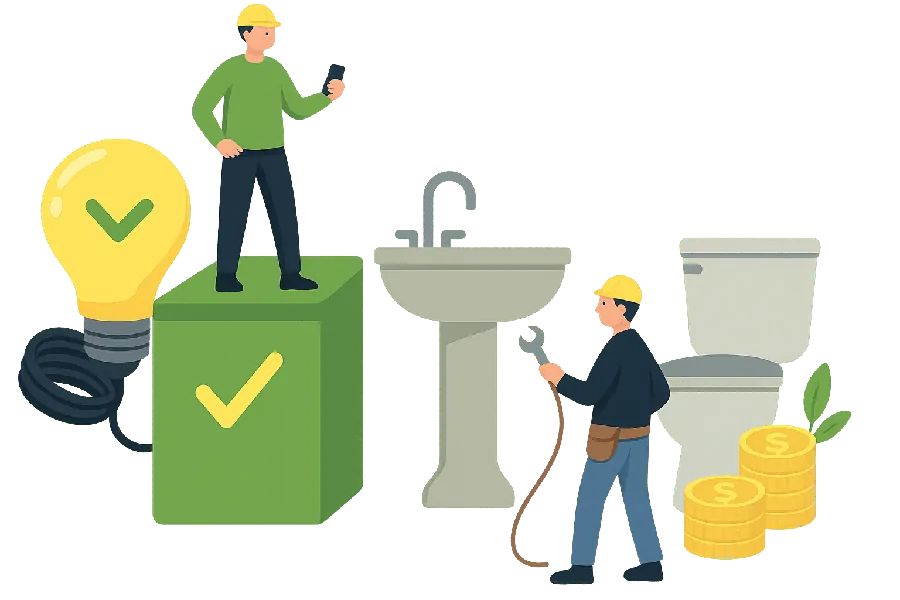 Installateure planen eine Badsanierung